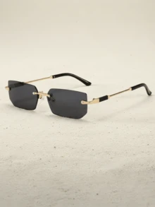 1 Pair Transparent Square Frameless Photochromic Glasses, Fashionable Unisex, Suitable For Street Style, Back To School, Reading Or Fashion Accessory, Fits All Face Shapes - A - Xem 16