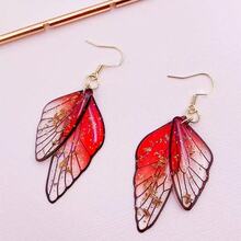 1 Đôi bông tai hình cánh bướm bằng nhựa tối giản thời trang, trang sức hình cánh bướm thủ công, bông tai vàng cỡ lớn, quà tặng sinh nhật và ngày Valentine. - A - Xem 6