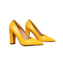 Women's Bright Yellow Patent Leather Block Heel Pumps – Elegant Pointed-Toe High Heels For Parties & Daily Wear - vàng nhạt - Xem 3