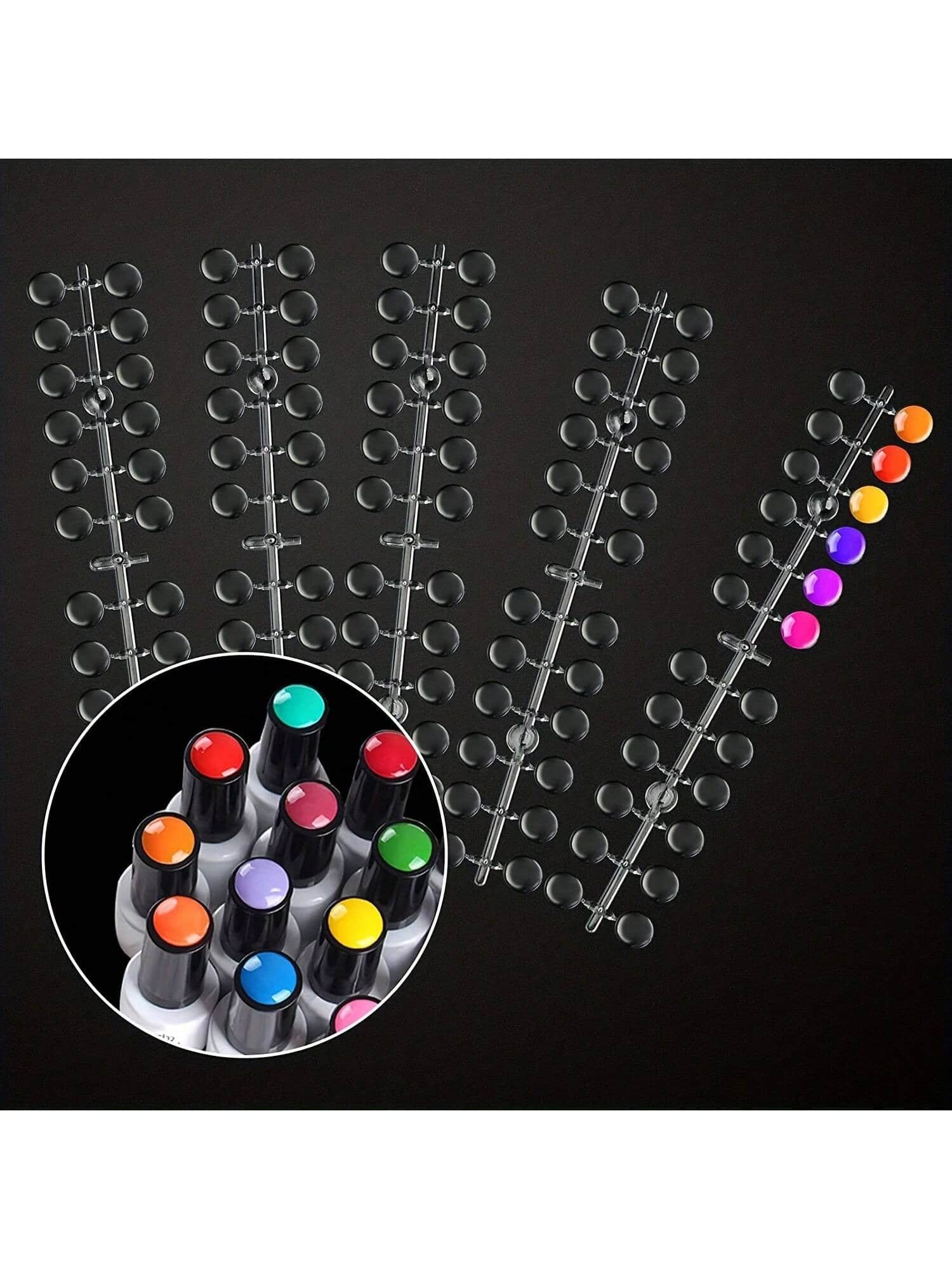 120pcs Nail Polish Color Display Card, Nail Art Sticks, Nail Polish Bottle Bottom & Cap Color Card, Photography Props - Clear - View 1
