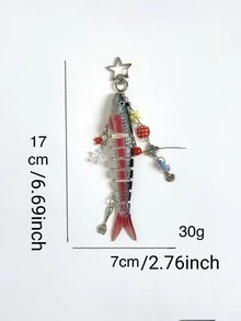 1个手工鱼形钥匙扣，海洋主题手提包配饰，海洋风钥匙扣，仿真鱼饵钥匙圈，串珠鱼形装饰品，渔夫礼物，校车装饰，仿生鱼香味钥匙扣，刺绣鱼形装饰品，哥特风配饰，适合钓鱼爱好者，身份识别防丢配件，母亲节礼物，毕业季礼物 - 彩色 - 查看 10