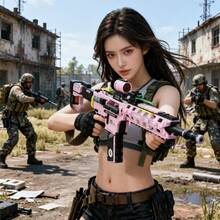Cyberpunk Style Creative Tactical Weapon Brick Model, Available In Purple, Pink And Green Color Schemes, Realistic Vector Firearm Design With Magazine And Sight Details, Collectible Construction Blocks Suitable For Enthusiasts, Room Decor And Birthday Gifts - Light Machine Gun Model - View 4