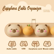 A Cute Capybara Multi-Functional Cable Organizer,Elegant Panda Pattern Animal Silicone Cable Clip, Mouse Cable,Headphone Cable, Data Cable Holder,Suitable For Home And Office Cable Management,Headphone Cable Clip, Keep Your Desktop Neat And Organized - View 4