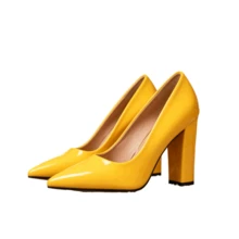 Women's Bright Yellow Patent Leather Block Heel Pumps – Elegant Pointed-Toe High Heels For Parties & Daily Wear - vàng nhạt - Xem 2