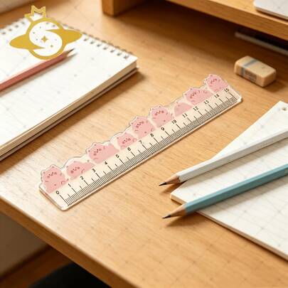 1 thước kẻ acrylic, thước đo hình chú heo dễ thương, thước kẻ toán học bằng acrylic, đồ dùng văn phòng phẩm trường học (Vui lòng bóc lớp màng bảo vệ bề mặt)