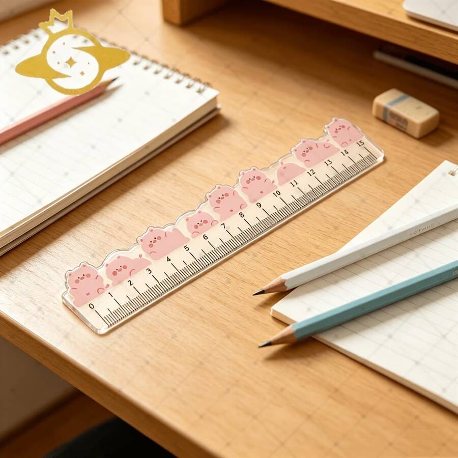 1 thước kẻ acrylic, thước đo hình chú heo dễ thương, thước kẻ toán học bằng acrylic, đồ dùng văn phòng phẩm trường học (Vui lòng bóc lớp màng bảo vệ bề mặt) - heo con - Xem 1