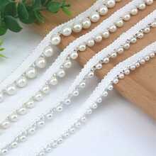 Dây ren tua rua thêu ngọc trai trắng, dài 1/2 thước - Thích hợp cho trang trí tiệc cưới, trang trí phòng ngủ lãng mạn, trang trí phòng ngủ kỷ niệm, đồ dùng cho tiệc sinh nhật, trang trí nhà cửa, chụp đèn, đồ thủ công may vá DIY. - Ren ngọc trai - Xem 7
