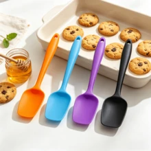 2/4 Pcs Small Silicone Spatula Spoon Heat Resistant Non Scratch Flexible Kitchen Scraper For Baking Cooking Nonstick Pan 4 Colors - View 2