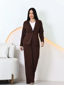Tailored Formal Suit: Blazer And Trousers - 咖啡棕 - 查看 2