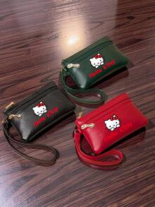 SANRIO 1 Buah Dompet Koin Mini Hello Kitty dengan Tali Pergelangan Tangan, Dompet Tempat Kartu dengan Resleting, Kantong Uang Receh Kulit PU Kecil untuk Penggunaan Sehari-hari Wanita - MultiWarna - View 2