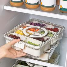2 Pieces Set: 4/8-Compartment Container With Clear Lid, Portable Sectioned Snack Tray. Four-Sided Snap-Lock PP Transparent Material With A Sealed Lid. Suitable For Refrigerator And Kitchen Food Storage And Organization. Used For Organizing - View 3