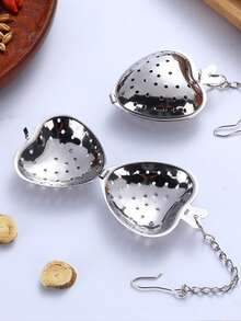 1/2/5个装，14厘米*4厘米不锈钢茶漏，红茶和花茶过滤器，心形手柄茶漏 - 銀色 - 查看 8