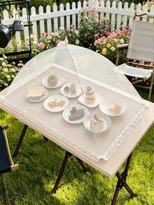 1pc Foldable White Anti-Insect Food Cover - Removable & Washable Mesh Vegetable Dining Tent, Suitable For Camping/Restaurant - Multicolor - View 13