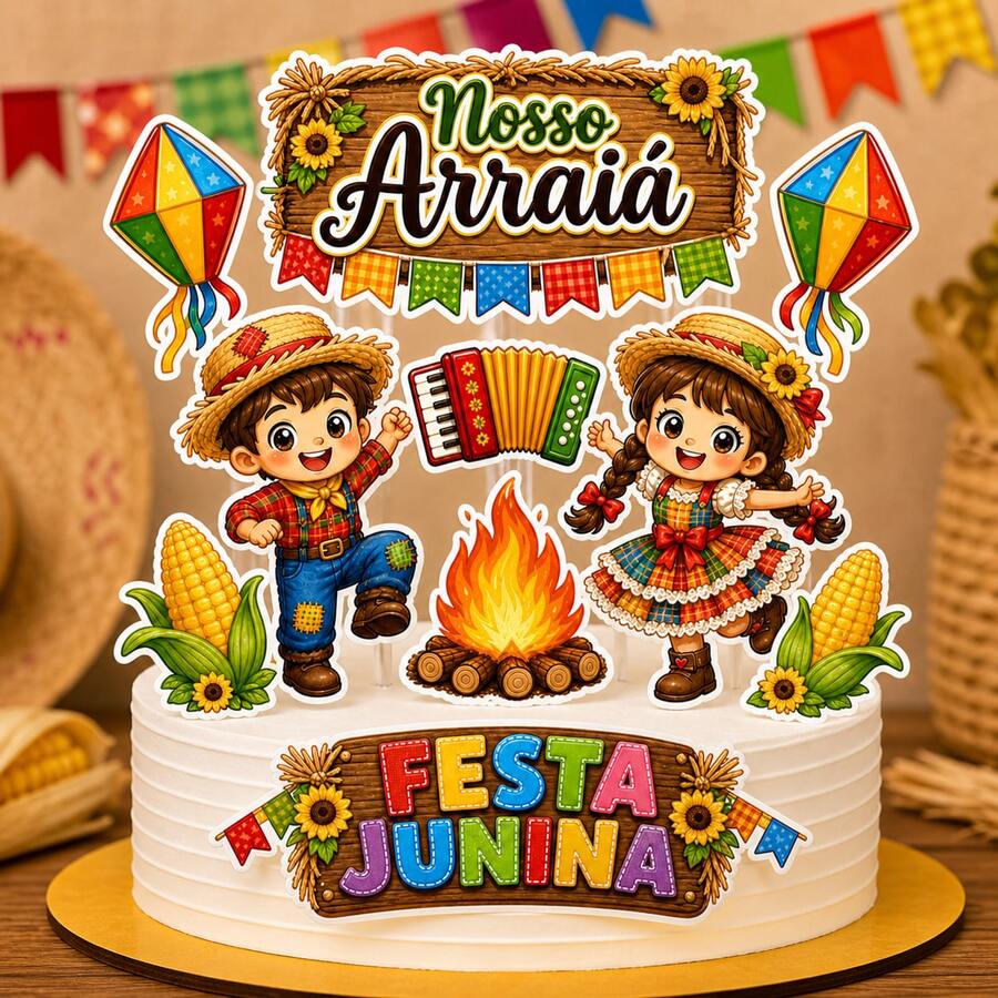 Cake Topper Our June Festival (ADD NAME AND AGE FOR PERSONALIZATION) - Multicolor - View 1
