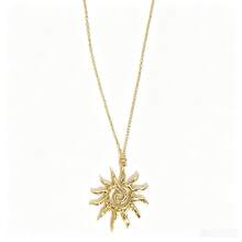 1 pieza Collar con colgante de sol en espiral de acero inoxidable, diseño minimalista y único de estilo Y2K para superposición, cadena de clavícula unisex - Plateado - Ver 11