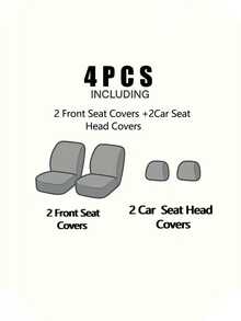 4 Buah Set Sarung Jok Mobil Universal - Pelindung Jok Mobil Kain Bernapas Bergaris Hitam - Cocok untuk Sedan, SUV, Truk, Van - Kit Aksesori Interior Lengkap - Pemasangan Mudah dan Tahan Lama - A - View 7