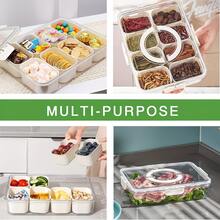 2 Pieces Set: 4/8-Compartment Container With Clear Lid, Portable Sectioned Snack Tray. Four-Sided Snap-Lock PP Transparent Material With A Sealed Lid. Suitable For Refrigerator And Kitchen Food Storage And Organization. Used For Organizing - View 7