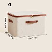 1 pieza/5 piezas Caja de almacenamiento plegable de tela, organizador con textura de lino con cremallera y asa, gran capacidad para ropa, ropa de cama y armario - Beis - Ver 17