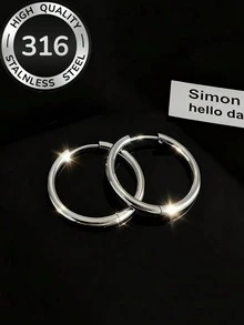 18K Gold Plated 316 Stainless Steel Hoop Earrings, Hypoallergenic Titanium Steel Earrings, Minimalist Versatile Hoop Earrings, Waterproof Jewelry For Women. Suitable For Summer Beach, Daily Commute, Work, Dating. Great Gift For Girlfriend, Best Friend On Valentine's Day, Birthday, Graduation. - Hoop - View 6