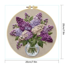 1套初學者刺繡套組，尺寸20x20公分/7.9x7.9英吋，花卉設計，包含刺繡布料、說明書、刺繡框、針線。適合送給朋友或家人作為禮物，也可用於家具裝飾或辦公室 - CXP4600-20X20 - 查看 4