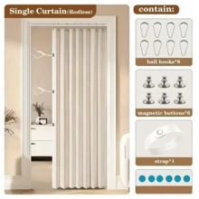 1pc Modern Magnetic Door Curtain, Thermal Insulation All Seasons, Handwashable, No Lining Design, Suitable For Any Room Privacy And Style, Fashionable Themed Shower Curtain With Metal Grommets Top - Multicolor - View 15