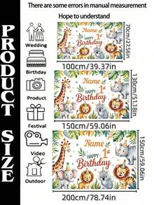 Personalized Wildlife Banner, Customized Jungle Theme Party Backdrop, Includes Name And Age, Tropical Zoo, Wild One Birthday - Multicolor - View 3
