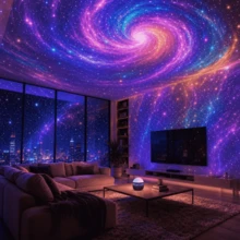 12-Color Changing Gradient Spiral Galaxy Starry Sky Projection Lamp, Matte Black Heat Dissipation Base, Remote Control, Adjustable Brightness, USB Powered, Suitable For Sci-Fi Themed Hotel, Restaurant, VR Experience Center, Movie Premiere, Tech Company Party, Christmas, New Year - Multi-color light - View 1