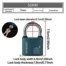 1pc Metal Anti-Rust, Waterproof Security Lock With 3 Keys, Suitable For Dorm, Cabinet, Warehouse, Cage Etc. | Rust-Proof Copper Core, Dustproof Steel Chain - A - View 8