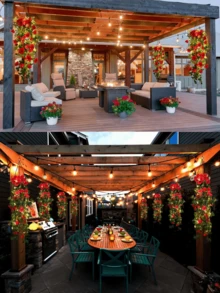 Nejlue Artificial Flowers/Plants1111 Home & Living 1/2支人造红色玫瑰藤蔓花，春季玫瑰装饰，悬挂式花卉，适用于家居装饰、房间装饰、墙面装饰、婚礼拱门、卧室、桌面、生日派对、花园、室内外、春夏季 - 紅色 - 查看 7