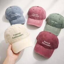 1件個性化刺繡水洗棒球帽，復古做舊爸爸帽，客製化卡車帽，Y2K時尚帽，可調節帽子，極簡刺繡帽，休閒韓系風格帽，復古金錢美學帽，個性化禮物，日常穿搭 - 彩色 - 查看 5