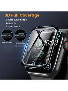 3片裝超高清全覆蓋螢幕保護貼，適用於Apple Watch 38/40/41/42/44/45/46/49mm，由曲面複合材質與碳纖維風格製成 - 無色 - 查看 6