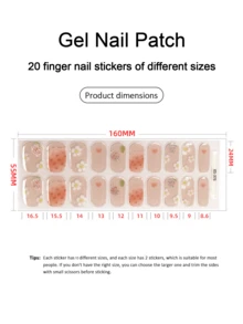 Tiras de gel para uñas semi curadas, 20 piezas de calidad de salón de larga duración, fácil de aplicar y retirar, pegatinas de gel para uñas con luz UV - Multicolor - Ver 4