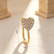 1 chiếc khuyên mũi kẹp hình trái tim đính đá Zirconia dành cho nữ - Vàng - Xem 3