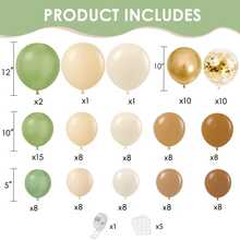 117 pièces Kit d'arche de ballons gris verdâtre et marron, guirlande de ballons multicolores marron foncé, beige, vert olive, or, convenant pour la décoration de fête de jungle safari, forêt, anniversaire de garçon/fille, mariage, baby shower - Multicolore - Voir 2