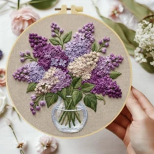 1套初學者刺繡套組，尺寸20x20公分/7.9x7.9英吋，花卉設計，包含刺繡布料、說明書、刺繡框、針線。適合送給朋友或家人作為禮物，也可用於家具裝飾或辦公室 - CXP4600-20X20 - 查看 11