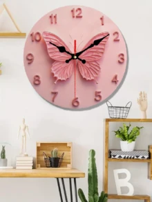 1 chiếc đồng hồ treo tường tròn hình bướm màu hồng, đường kính 10"/12", chạy bằng pin, không gây tiếng ồn, thích hợp cho nhà ở, quán cà phê, nhà bếp, phòng tắm, phòng ngủ. Thiết kế hình bướm duyên dáng, không bao gồm pin. - Nhiều màu - Xem 3