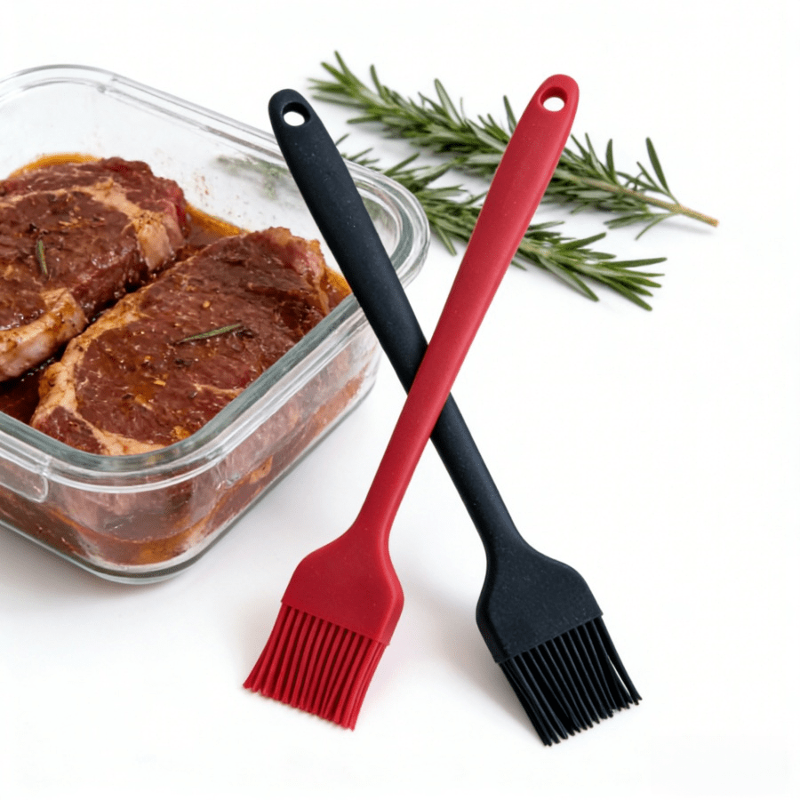 2/4 Stücke kleine Silikon Basting Pinsel, hitzebeständig und antihaftend, für BBQ, Grillen, Backen, Eierwaschen, spülmaschinenfest, Küchenhelfer in Schwarz und Rot