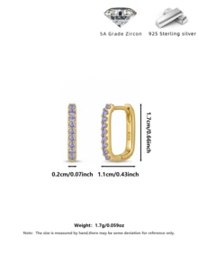 925纯银1.7厘米大号耳环，镶嵌锆石和水晶，附赠礼盒 - 紫色 - 查看 3