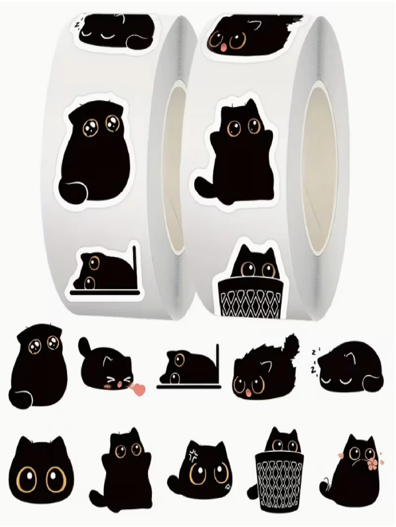 500张黑色猫咪可爱主题圆形贴纸,展现各种可爱黑猫的姿态,以黑色为主色调,适合装饰手账、猫咪主题工艺品、水瓶贴纸,以及贴在手机壳、平板电脑保护套、笔记本电脑保护套上。 - 黑貓 - 查看 1