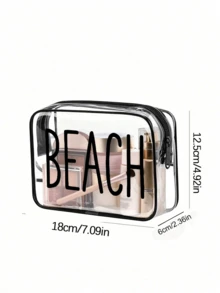 大容量拉链旅行收纳袋 - 防水游泳包 - 印有彩色“Beach”字样，适合存放洗漱用品、旅行化妆品和潜水用品。拉链封口。 - 彩色 - 查看 11