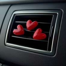 6pcs/12pcs Solid Color Heart Shaped Car Air Vent Clip Decorations, DIY Resin Jelly Heart V-Shape Car Vent Decor, Car Interior Accessories, Party & Holiday Gifts, No Perfume - A - View 2