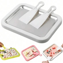 1 máy làm kem tươi màu hồng/trắng, máy làm sữa chua đông lạnh mini không cần điện, khay làm kem chiên tự làm, dụng cụ làm món tráng miệng mùa hè cho trẻ em, quà tặng thiết thực cho kỳ nghỉ. - Nhiều màu - Xem 3