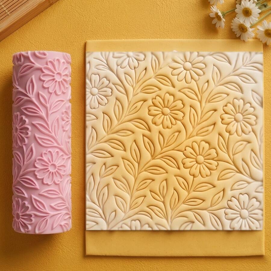 Daisy Meadow Embossing Roller For Jewelry Making - Contemporary Plastic Texture Roller With Floral Design, Compatible With Polymer Clay Cutters, Ideal For Mother'S Day, Father'S Day, 4th Of July, And More, Jewelry Making Supplies, Jewelry Making Tools, Jewelry Making Supplies, Jewelry Making Tools - Daisy - View 1