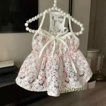 1件装 花朵图案透气防掉毛可爱樱花吊带裙，狗狗/猫咪服装，公主风，适合贵宾犬、比熊犬、约克夏犬等中小型宠物 - 粉色 - 查看 13