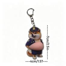 3D Sticker 1pc/2pcs 3D Pug Sleeping Keychain, Multifunctional Clip Decoration Accessory - Black - View 2