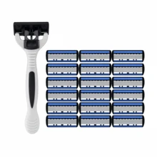2 Razor Holders + 36 Blades, 6-Layer Manual Razor, Unisex, Stainless Steel Replaceable 6-Layer Blade Shaving Tool - Grey - View 18