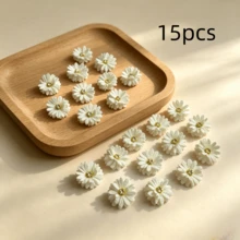15件套布艺花朵发夹套装，新娘头饰，纯色花朵发饰，中心镶嵌水钻，适合女性，适合派对、聚会、日常佩戴、万圣节花朵装饰、发夹 - 白色 - 查看 5