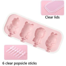 1 pieza Molde de silicona para pudín/helado con formas de dibujos animados (animales, frutas) Fabricante de helado para el hogar, ligero y fácil de usar, esencial para el verano - Multicolor - Ver 5