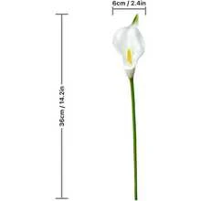15支逼真马蹄莲仿真花，花茎柔软灵活，适用于婚礼捧花、派对装饰、家居摆设、伴娘、周年纪念等场合。 - 白色綠尾 - 查看 5