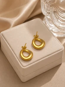 OBOVAY 1 đôi Phong cách ins Mạ vàng 18K Thép không gỉ Xu hướng: Cắt giảm Hình bầu dục Dangle Hoa tai , Đúng mốt & Cá nhân hóa Qủa tặng Đối với phụ nữ - Vàng - Xem 7